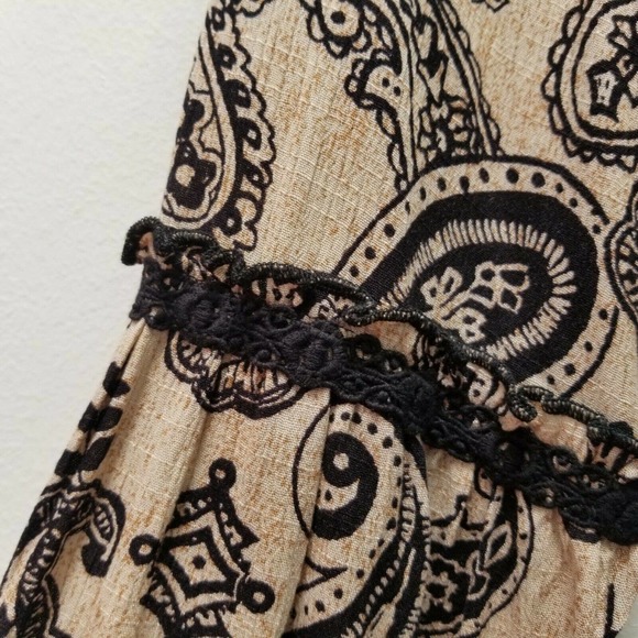 Knox Rose NWOT Floral Paisley Tunic Top Long Slv Beige Boho Lace Romantic Small - Picture 5 of 9
